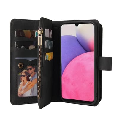 SKALO Samsung A33 5G Big Wallet 17-lokeroa Lompakkokotelo - Musta