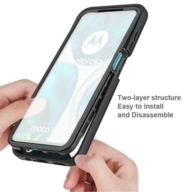 SKALO Motorola Moto G52 Iskunkestävä Clear Hybridi Suojakuori - Musta