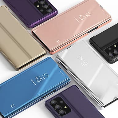 SKALO Samsung A13 4G Clear View Mirror Lompakko - Tumman violetti