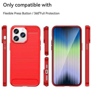 SKALO iPhone 14 Pro Max Armor Carbon Iskunkestävä TPU suojakuori - Punainen