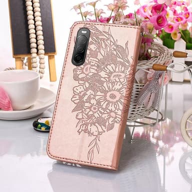 SKALO Sony Xperia 10 IV Mandala lompakkokotelo - Ruusukulta