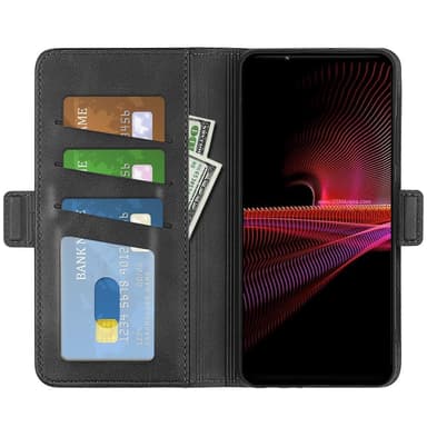 SKALO Sony Xperia 1 IV Premium Wallet Lompakkokotelo - Musta