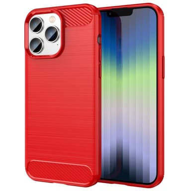 SKALO iPhone 14 Pro Max Armor Carbon Iskunkestävä TPU suojakuori - Punainen