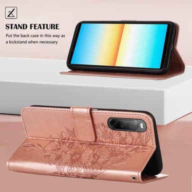 SKALO Sony Xperia 10 IV Mandala lompakkokotelo - Ruusukulta