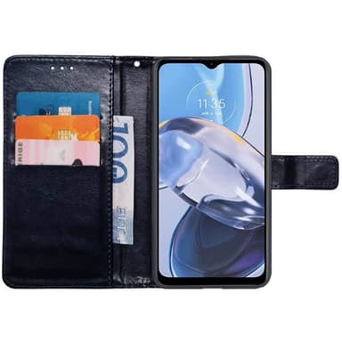 Lompakkokotelo 3-kortti Motorola Moto E22i - Tummansininen