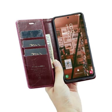 CaseMe Lompakkokotelo 3-kortti Samsung Galaxy S23 - Viininpunainen