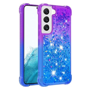 SKALO Samsung S23 Juoksuhiekka Glitter Sydämet TPU kuori - Violetti-Sininen