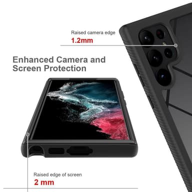 SKALO Samsung S23 Ultra Iskunkestävä Clear Hybridi Suojakuori - Musta