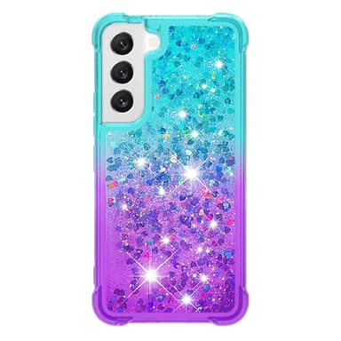 SKALO Samsung S23 Juoksuhiekka Glitter Sydämet TPU kuori - Turkoosi-Violetti