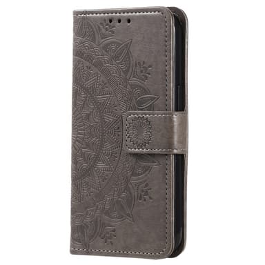 SKALO Samsung S23 Ultra Mandala lompakkokotelo - Harmaa
