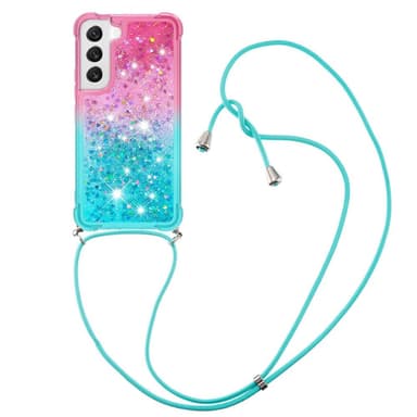 SKALO Samsung S23 Juoksuhiekka Glitter Mobile kaulapanta - Pinkki-Turkoosi