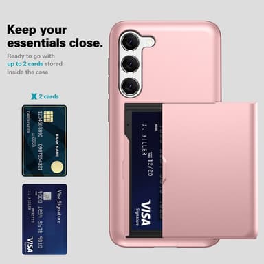 SKALO Samsung S23 Armor Suojakuori korttikotelo - Kulta