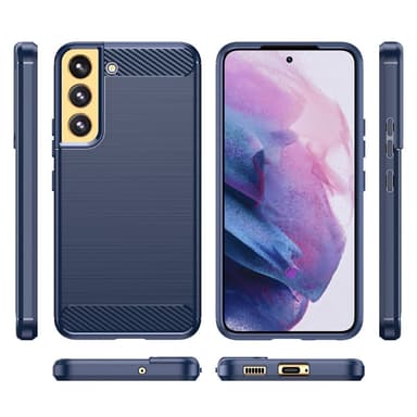SKALO Samsung S23 Armor Carbon Iskunkestävä TPU suojakuori - Sininen