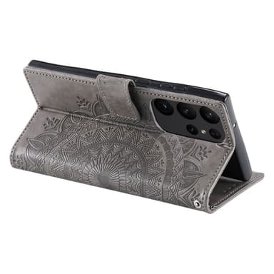 SKALO Samsung S23 Ultra Mandala lompakkokotelo - Harmaa