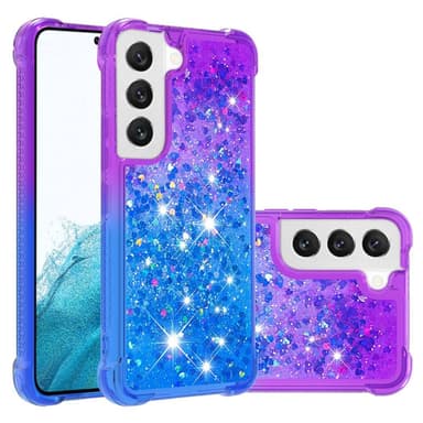 SKALO Samsung S23 Juoksuhiekka Glitter Sydämet TPU kuori - Violetti-Sininen
