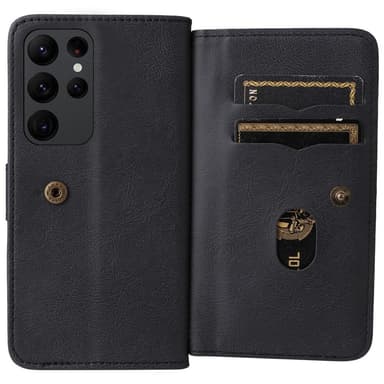 SKALO Samsung S23 Ultra 10-lokeroa Lompakkokotelo - Musta