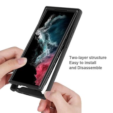 SKALO Samsung S23 Ultra Iskunkestävä Clear Hybridi Suojakuori - Musta