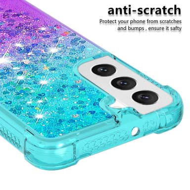 SKALO Samsung S23 Juoksuhiekka Glitter Sydämet TPU kuori - Turkoosi-Violetti
