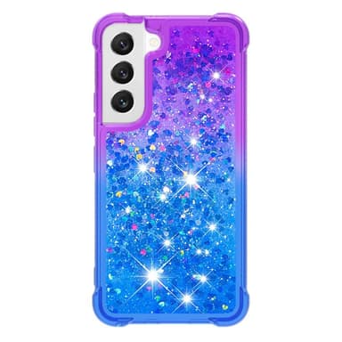 SKALO Samsung S23 Plus Juoksuhiekka Glitter Sydämet TPU kuori - Violetti-Sininen