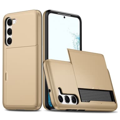 SKALO Samsung S23 Armor Suojakuori korttikotelo - Kulta