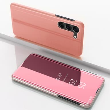 SKALO Samsung S23 Clear View Mirror Lompakko - Ruusukulta