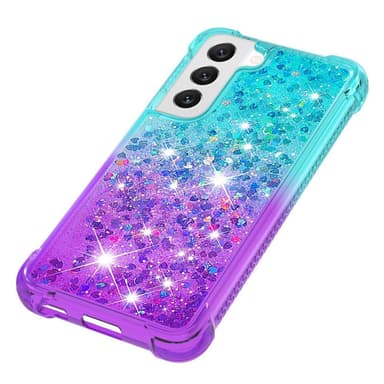 SKALO Samsung S23 Juoksuhiekka Glitter Sydämet TPU kuori - Turkoosi-Violetti