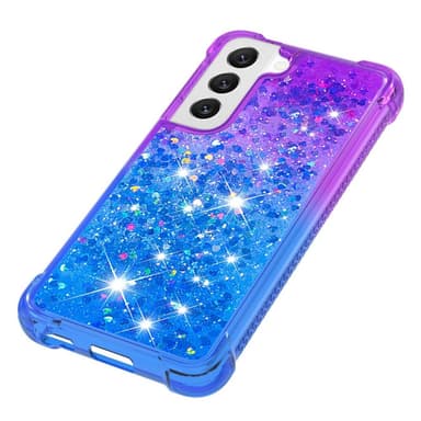 SKALO Samsung S23 Juoksuhiekka Glitter Sydämet TPU kuori - Violetti-Sininen