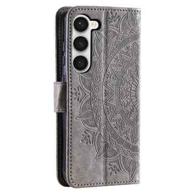 SKALO Samsung S23 Plus Mandala lompakkokotelo - Harmaa
