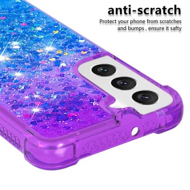 SKALO Samsung S23 Juoksuhiekka Glitter Sydämet TPU kuori - Violetti-Sininen