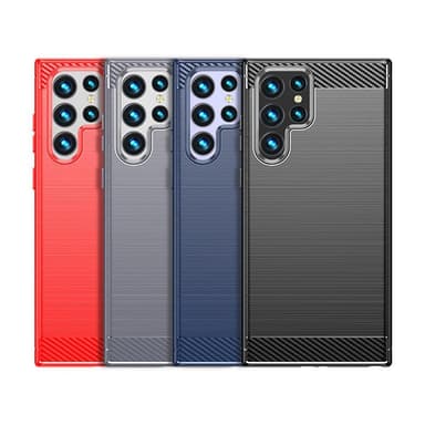 SKALO Samsung S23 Ultra Armor Carbon Iskunkestävä TPU suojakuori - Sininen