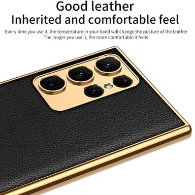 SKALO Samsung S23 Ultra PU-nahkainen Gold Edge Suojakuori - Vihreä