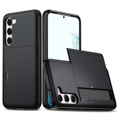 SKALO Samsung S23 Armor Suojakuori korttikotelo - Musta