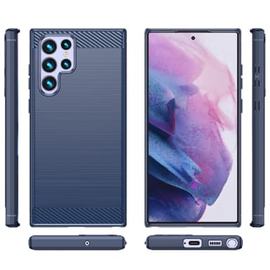 SKALO Samsung S23 Ultra Armor Carbon Iskunkestävä TPU suojakuori - Sininen