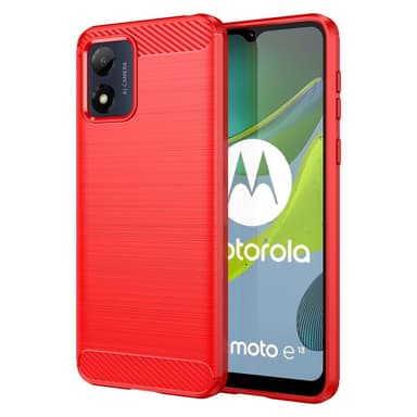 SKALO Motorola Moto E13 4G Armor Carbon Iskunkestävä TPU suojakuori - Punainen