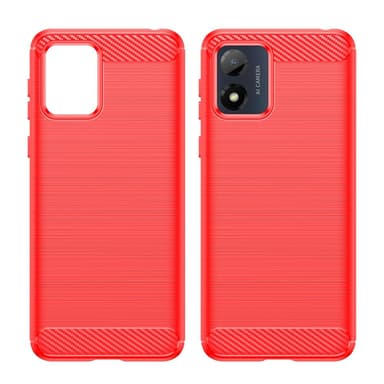 SKALO Motorola Moto E13 4G Armor Carbon Iskunkestävä TPU suojakuori - Punainen
