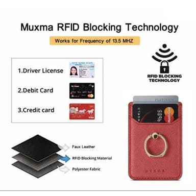 MUXMA-kortinpidikkeen rengasteline RFID-estävä liimainen luottokorttipaikka - punainen