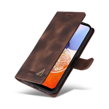 SKALO Samsung A14 4G/5G Lompakkokotelo PU-nahkaa - Ruskea