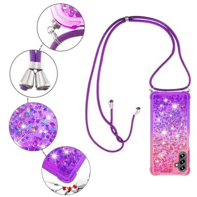 SKALO Samsung A54 5G Juoksuhiekka Glitter Mobile kaulapanta - Pinkki-Violetti