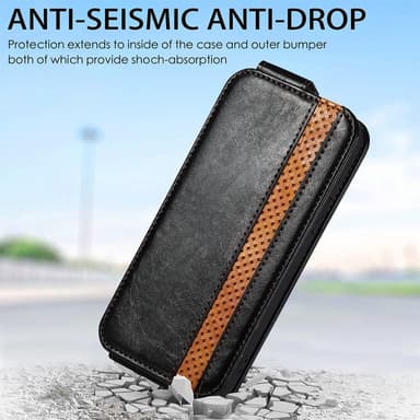 SKALO Samsung A14 4G/5G CASENEO Vertical Flip Lompakkokotelo - Musta