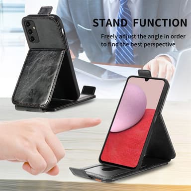 SKALO Samsung A14 4G/5G CASENEO Vertical Flip Lompakkokotelo - Musta