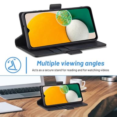 SKALO Samsung A14 4G/5G LC.IMEEKE Lompakkokotelo PU-nahkaa - Musta