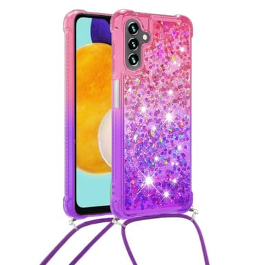 SKALO Samsung A54 5G Juoksuhiekka Glitter Mobile kaulapanta - Pinkki-Violetti