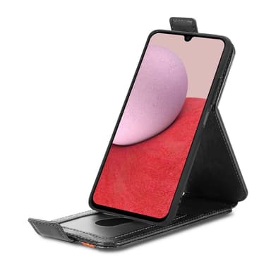 SKALO Samsung A14 4G/5G CASENEO Vertical Flip Lompakkokotelo - Musta