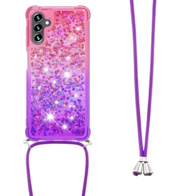 SKALO Samsung A54 5G Juoksuhiekka Glitter Mobile kaulapanta - Pinkki-Violetti
