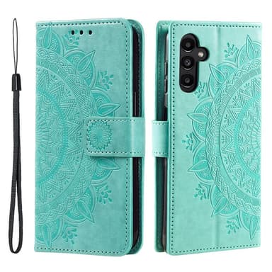 SKALO Samsung A34 5G Mandala lompakkokotelo - Turkoosi