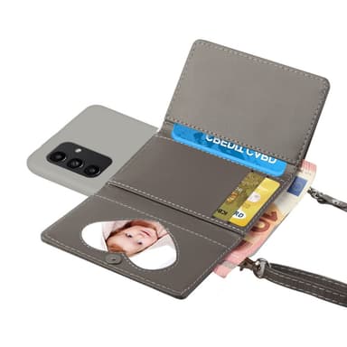 SKALO Samsung A34 5G TPU-Suojakuori with Heart Wallet - Harmaa