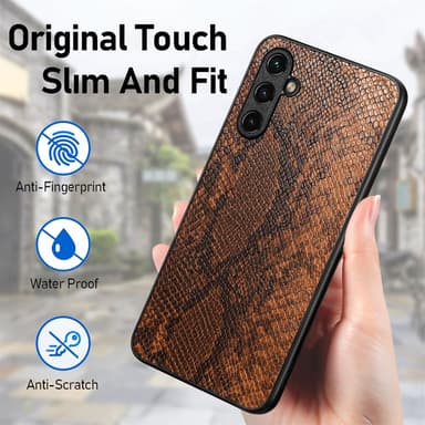 SKALO Samsung A54 5G Snakeskin PU-nahka hybridi Suojakuori - Ruskea