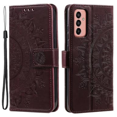 SKALO Samsung A14 4G/5G Mandala lompakkokotelo - Ruskea