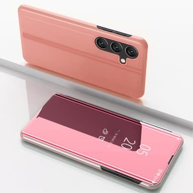 SKALO Samsung A54 5G Clear View Mirror Lompakko - Ruusukulta