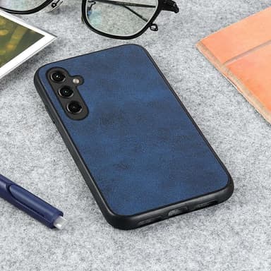 SKALO Samsung A14 4G/5G PU-nahka Hybridi Suojakuori - Sininen